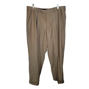 Perry Ellis Portfolio Tan Straight Cuffed Pleated Dress Pants Men's Size 38/29